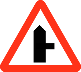 Traffic sign of Bangladesh: Warning for side road on the right
