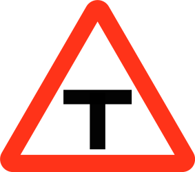 Traffic sign of Bangladesh: Warning for an uncontrolled T-crossroad