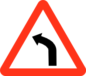 Traffic sign of Bangladesh: Warning for a curve to the left