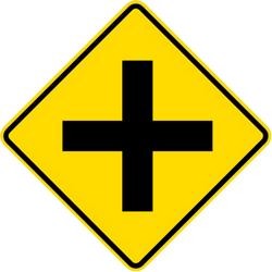 Traffic sign of Malaysia: Warning for an uncontrolled crossroad