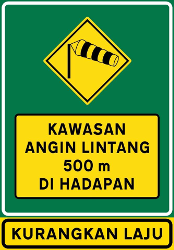 Traffic sign of Malaysia: Warning for heavy crosswind
