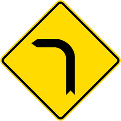 Traffic sign of Malaysia: Warning for a sharp curve to the left