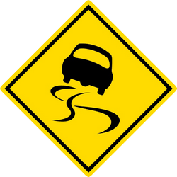 Traffic sign of Malaysia: Warning for a slippery road surface