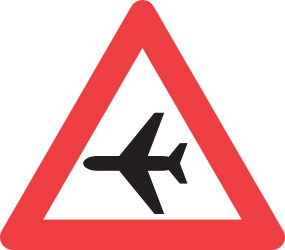 Traffic sign of Denmark: Warning for low-flying aircrafts