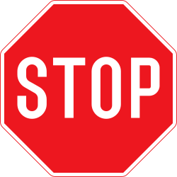 Traffic sign of Denmark: Stop and give way to all drivers