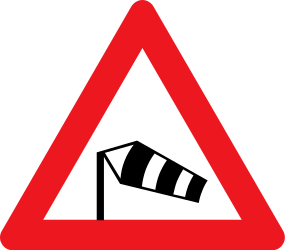 Traffic sign of Denmark: Warning for heavy crosswind