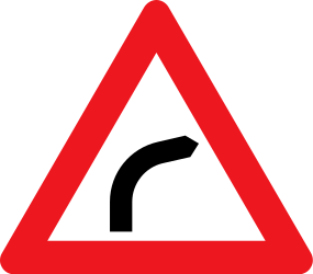 Traffic sign of Denmark: Warning for a curve to the right