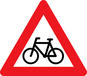 Traffic sign of Denmark: Warning for cyclists
