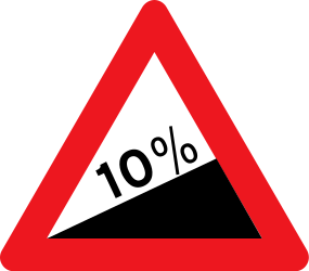 Traffic sign of Denmark: Warning for a steep ascent