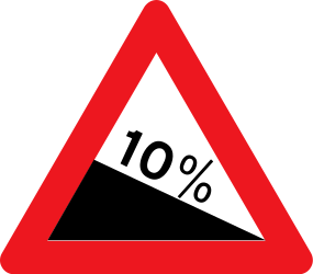 Traffic sign of Denmark: Warning for a steep descent