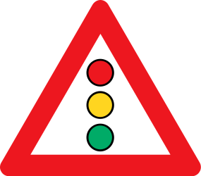 Traffic sign of Denmark: Warning for a traffic light