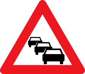 Traffic sign of Denmark: Warning for traffic jams