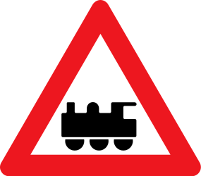 Traffic sign of Denmark: Warning for a railroad crossing without barriers