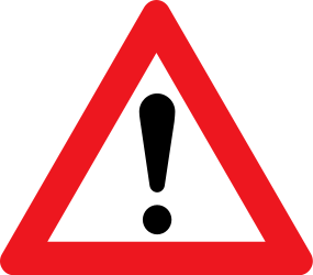 Traffic sign of Denmark: Warning for a danger with no specific traffic sign