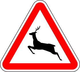 Traffic sign of Portugal: Warning for crossing deer