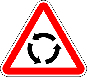 Traffic sign of Portugal: Warning for a roundabout