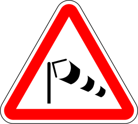 Traffic sign of Portugal: Warning for heavy crosswind