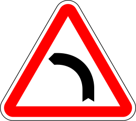 Traffic sign of Portugal: Warning for a curve to the left