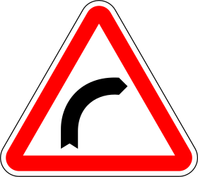 Traffic sign of Portugal: Warning for a curve to the right