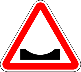 Traffic sign of Portugal: Warning for a dip in the road