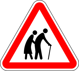 Traffic sign of Portugal: Warning for elderly