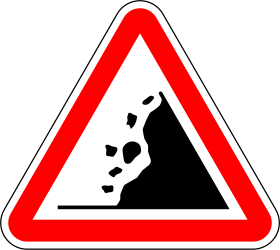 Traffic sign of Portugal: Warning for falling rocks