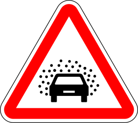 Traffic sign of Portugal: Warning of poor visibility due to rain, fog or snow