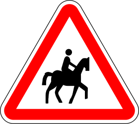 Traffic sign of Portugal: Warning for equestrians