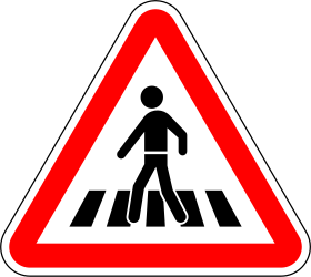 Traffic sign of Portugal: Warning for a crossing for pedestrians