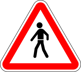 Traffic sign of Portugal: Warning for pedestrians