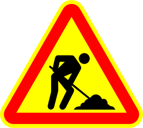 Traffic sign of Portugal: Warning for roadworks