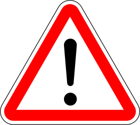 Traffic sign of Portugal: Warning for a danger with no specific traffic sign